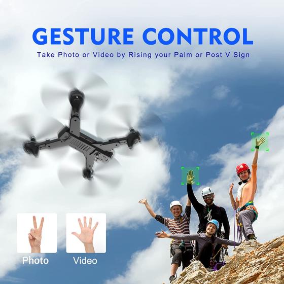 Drone with 4K Camera for Adults, Dual Camera Foldable RC Quadcopter with FPV Video One Key Start Altitude Hold Headless Mode 3D Flips Waypoint Fly 2 Batteries