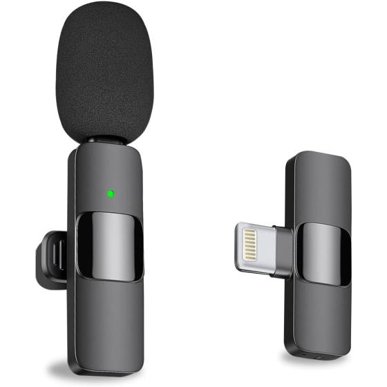 MAYBESTA Professional Wireless Lavalier Lapel Microphone for iPhone, iPad - Cordless Omnidirectional Condenser Recording Mic for Interview Video Podcast Vlog YouTube