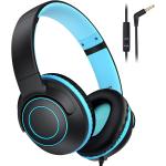 FIUPIA Kids Headphones with Microphone for School, Volume Limit 85/94dB, Stereo Sound, Over-Ear Kids Headphones for Girls Boys, Foldable Kids Headphones Wired for School/Travel/iPad/Fire Tablet