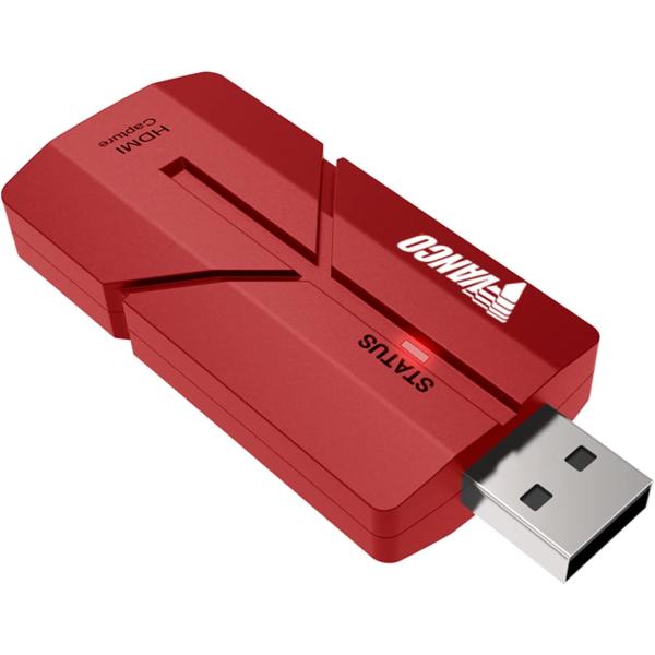 Vanco HDMI to USB 4K Capture Card- Compact and Portable Video Capture Device for Gamers, Streamers, and Content Creators - Red
