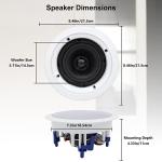 Herdio 5.25'' in Ceiling Speakers 600W 2-Way Flush Mount in Wall Speaker for Home Theater, Indoor, Bathroom, Office, Covered Porches (2 Pairs, White)