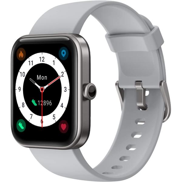 Smart Watch Compatible with iPhone Android Phones 2022, 1.7 inch Watches for Men Women IP68 Waterproof Fitness Tracker with Blood Oxygen/Heart Rate Monitor Sleep Steps Tracker DIY Watch Faces Black