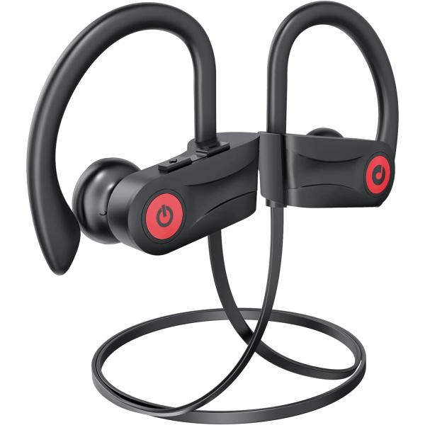 Boean Bluetooth Headphones, Running Wireless Earbuds with 15 Hours Playtime, HD Deep Bass Stereo IPX7 Waterproof Earphones for Workout and Sports, Bluetooth 5.3 CVC 8.0 Sound Isolation Headsets