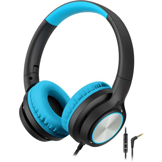 Kids Headphones with Microphone, Wired Over Ear Headsets with Limited Volume 85dB/ 94dB for Boys Girls Teens Children Online School/Travel/iPad/Tablet/Cellphone