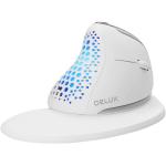 DeLUX Seeker Wireless Ergonomic Vertical Mouse with OLED Screen, BT and USB Receiver, Connect with Up to 4 Devices, Thumb Wheel, 4000DPI, Programmable Rechargeable Silent Mouse(M618XSD-Black)