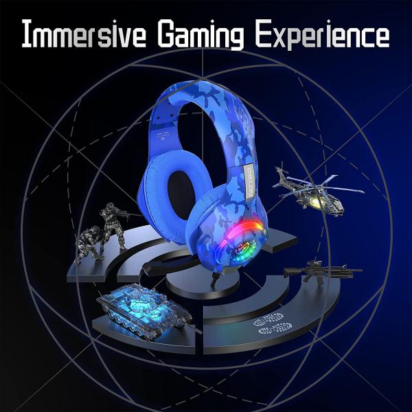 Tatybo Gaming Headset for PS4 PS5 Xbox One Switch PC with Noise Canceling Mic, Deep Bass Stereo Sound