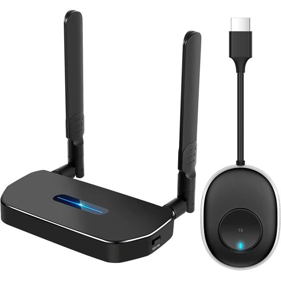 Wireless HDMI Transmitter and Receiver 4K Kit, 165FT/50M Full HD 4K Wireless Presentation Equipment HDMI Adapter, Plug and Play Streaming Media. Laptop, Dongle, PC,PS4, Smart Phone to HDTV/Projector