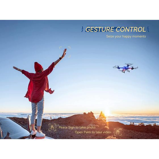 UranHub Drone with Camera for Adults HD 2K Live Video Drone for Beginners and Kids w/Gesture Control, Voice Control, Altitude Hold, Headless Mode, 2 Batteries, Compatible with VR Glasses
