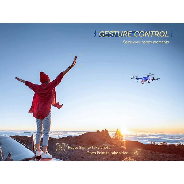 UranHub Drone with Camera for Adults HD 2K Live Video Drone for Beginners and Kids w/Gesture Control, Voice Control, Altitude Hold, Headless Mode, 2 Batteries, Compatible with VR Glasses