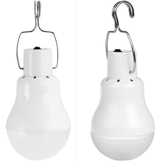 FLRONGSUN Solar Light Bulb Portable 350LM Solar Powered Camping Light Led Lantern Outdoor for Lamp Light Hiking Fishing Tent Indoor Shed Chicken Coop Hurricane Emergency With USB Chargeable(Pack of 2)