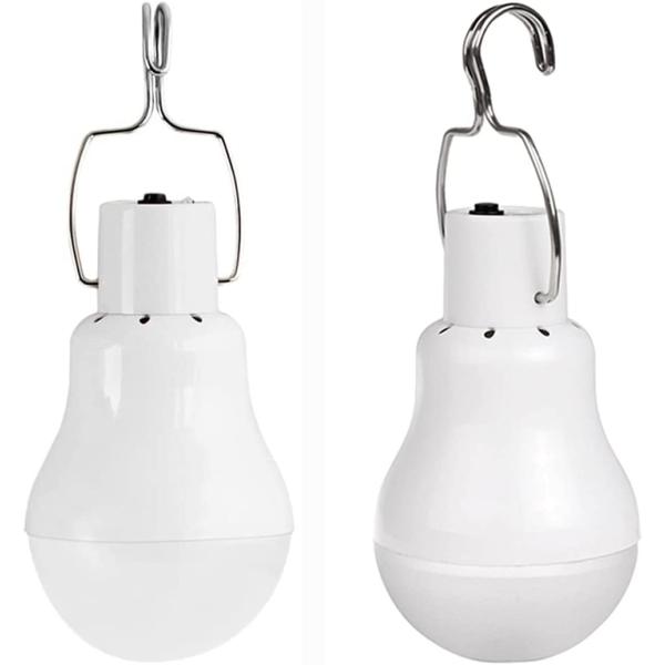 FLRONGSUN Solar Light Bulb Portable 350LM Solar Powered Camping Light Led Lantern Outdoor for Lamp Light Hiking Fishing Tent Indoor Shed Chicken Coop Hurricane Emergency With USB Chargeable(Pack of 2)