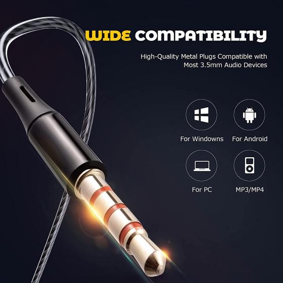 Earbuds Headphones with Microphone Pack of 5, Noise Isolating Wired Earbuds, Earphones with Powerful Heavy Bass Stereo, Compatible with Android, iPhone, iPad, Laptops, MP3 and Most 3.5mm Interface
