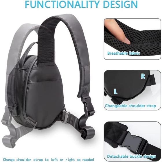 Carrying Case for Oculus Meta Quest 2， Fashion Hard Crossbody Travel Bag for Meta Quest Pro Gaming Headset and Controllers， Lightweight VR Accessories Storage with Portable USB Charging Port， Black