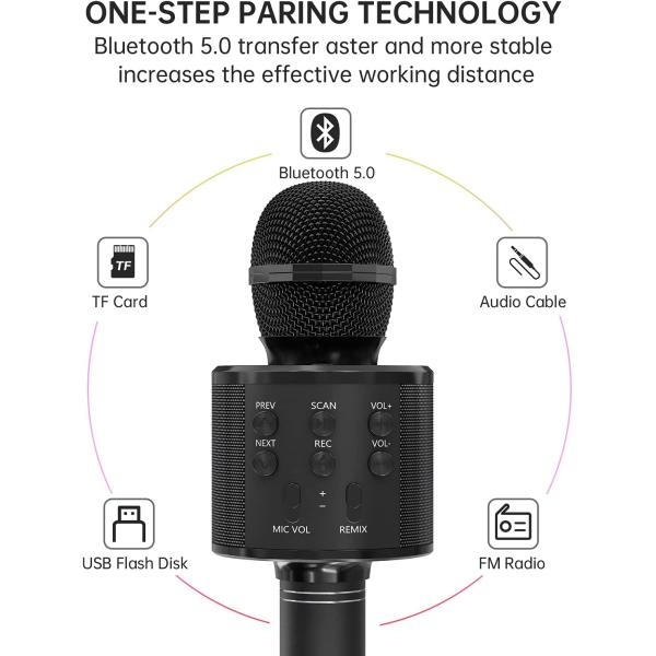 OVELLIC 2 Pack Karaoke Microphone for Kids, Wireless Bluetooth Karaoke Microphone for Singing, Portable Handheld Mic Speaker Machine, Gifts Toys for Girls Boys Adults All Age (Rose Gold)