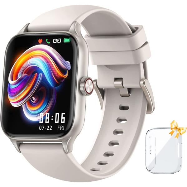 ANDFZ Smart Watch (Receive & Dial), Newest 1.85" TFT HD Display Smart Watch , Smart Watch for Android Phones with Pedometer, Heart Rate, SMS Reminder, AI Voice, Android Smart Watch for Women Men