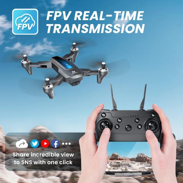 DEERC D10 Drone with Camera 2K HD FPV Live Video 2 Batteries and Carrying Case, RC Quadcopter Helicopter for Kids and Adults, Gravity Control, Altitude Hold, Headless Mode, Waypoints Functions,1 Piece, Black