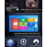 5G Wireless Outdoor Moive Projector 1080P Native Bluetooth AI Android 4K Support 10,000Lumen Ultra HD Smart TV Projector Home Cinema Theater for HDMI USB DVD PS5 Computer iPhone/iPad