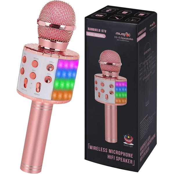 Toys For Girls Karaoke Microphone - Portable Wireless Bluetooth Karaoke Mic with Led Light, Toys For 4 5 6 7 8 9 10 Year Old Girl Christmas Birthday Gifts For Kids