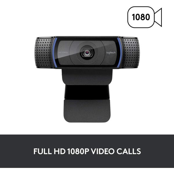 Logitech C920x HD Pro Webcam, Full HD 1080p/30fps Video Calling, Clear Stereo Audio, HD Light Correction, Works with Skype, Zoom, FaceTime, Hangouts, PC/Mac/Laptop/Macbook/Tablet - Black