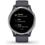 Garmin Venu， GPS Smartwatch with Bright Touchscreen Display， Features Music， Body Energy Monitoring， Animated Workouts， Pulse Ox Sensor and More， Silver with Dark Gray Band (Renewed)