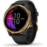 Garmin Venu， GPS Smartwatch with Bright Touchscreen Display， Features Music， Body Energy Monitoring， Animated Workouts， Pulse Ox Sensor and More， Gold with Black Band (Renewed)