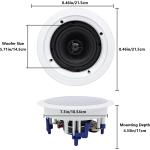 Herdio 5.25 Inch Bluetooth Ceiling Speakers Home Recessed Speaker System 300 Watts Perfect for Humid，Kitchen，Bedroom，Bathroom，Covered Patio (A Pair)