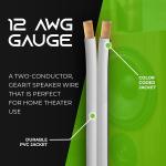GearIT Pro Series 12AWG Speaker Wire， 12 Gauge Speaker Wire Cable (100 Feet / 30 Meters) Great Use for Home Theater Speakers and Car Speakers， Transparent Black/Clear