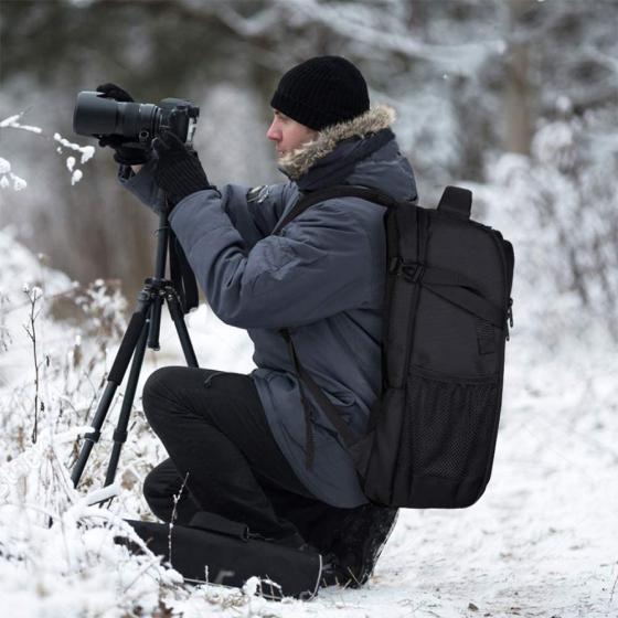 BERTASCHE Camera Backpack，DSLR/SLR Camera Bag Photography Backpack w/ 15.6" Laptop Compartment， Waterproof Camera Case for Photographer Nikon Canon Sony Camera and Lens Tripod Drone