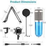 Neewer USB Microphone Kit 192KHZ/24BIT Plug&Play Computer Cardioid Mic Podcast Condenser Microphone with Professional Sound Chipset for YouTube/Gaming Record, Arm Stand/Shock Mount (Blue)(NW-8000-USB)
