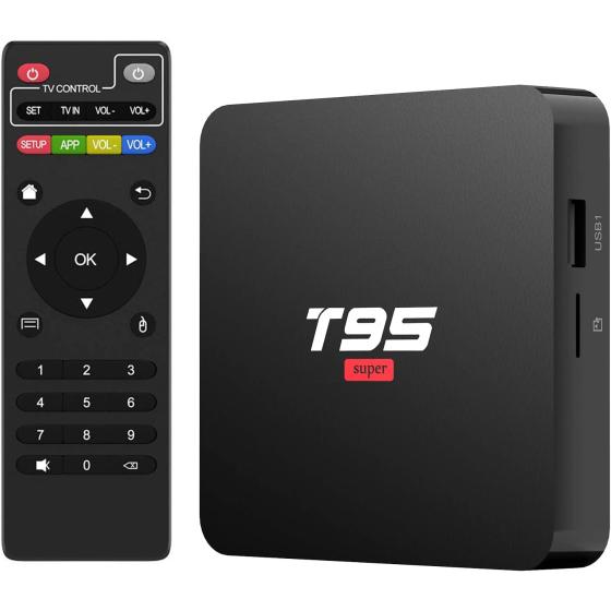 Android TV Box 10.0， T95 Super Android TV Box 2GB RAM 16GB ROM Quad-Core Media Player， Support 2.4GHz WiFi 4K H.265 3D USB 2.0， Smart TV Box Android Box for TV