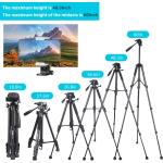 Torjim 60” Camera Tripod with Carry Bag， Lightweight Travel Aluminum Professional Tripod Stand (5kg/11lb Load) with Wireless Remote for DSLR SLR Cameras Compatible with Phone-Black