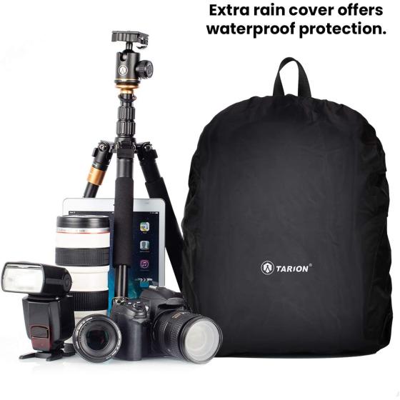 TARION Camera Backpack Waterproof Camera Bag Large Capacity Camera Case Photography Backpack with 15 Inch Laptop Compartment Rain Cover for Men Women Photographer DSLR SLR Cameras Lens Tripod