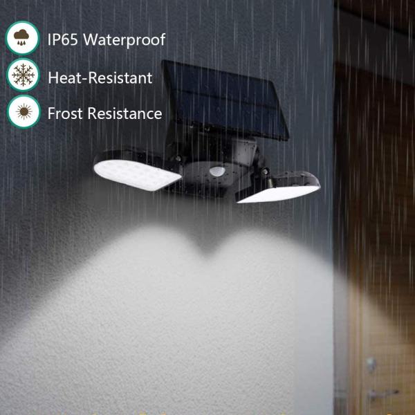 Fitybow Solar Lights Outdoor， 56 LED Solar Light Outdoor with Motion Sensor Security Lights Solar Powered Wall Lights Spotlights Waterproof 360-Degree Adjustable for Wall Patio Porch (1Pack)