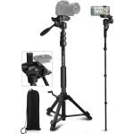 Camera Tripod 69 Inch， Patented 3-Way Swivel Portable Phone Tripod Professional Aluminum Alloy Travel Phone Camera Stand Monopod for Canon Nikon GoPro DSLR， DV Video Camcorder， Smartphone
