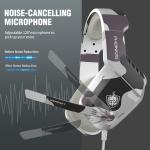 PHOINIKAS Gaming Headset for PS4， Xbox One， PC， Laptop， Mac， Nintendo Switch， 3.5MM PS4 Headset with Mic， Over Ear Headset， Noise-Cancelling Headset， Bass Surround， LED Light， Comfort Earmuff - Camo