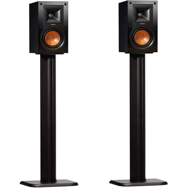 ECHOGEAR Universal Floor Speaker Stands - Vibration-Absorbing MDF Design Works with Klipsch， Polk， JBL &amp; Other Bookshelf Speakers Or Studio Monitors - Includes Sound Iso Pads &amp; Carpet Spikes