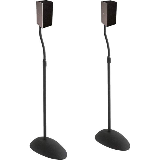 ECHOGEAR Speaker Stands Pair - Height Adjustable with Universal Compatibility - Works with Vizio， Klipsch， Bose， Sony &amp; More - Includes Built-in Cable Management - Great for Surround Sound Setups