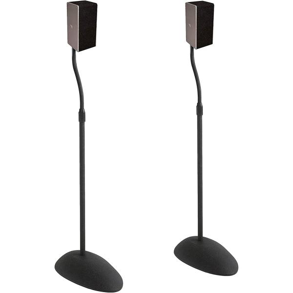ECHOGEAR Speaker Stands Pair - Height Adjustable with Universal Compatibility - Works with Vizio， Klipsch， Bose， Sony &amp; More - Includes Built-in Cable Management - Great for Surround Sound Setups