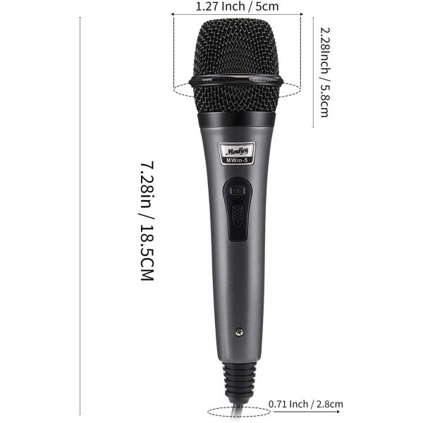 Moukey Dynamic Microphone， Karaoke Microphone with 13 ft Cable， Metal Handheld Cardioid Wired Mic， Microphone for Singing/Stage/Christmas Party， Compatible w/Karaoke Machine/PA System/Amp/Mixer， Grey