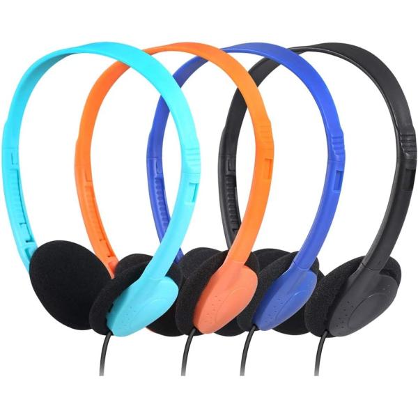CN-Outlet Kids Headphones for Classroom in Bulk Multi Colored 5 Pack， Wholesale Children On-Ear Headset Perfect for Schools， Student， Libraries， Computer Lab， Testing Centers (5Pack)