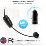 Bietrun UHF Wireless Microphone Headset， 165ft Range， Working Time 6H， 1/4''Plug， Wireless Headset Mic ＆Handheld Mic 2 in 1， for Karaoke Speaker， Amplifier， Mic Speakers， PA System， Teaching， Fitness