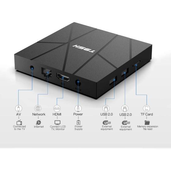 Android 10.0 TV Box， T95H Smart TV Box H616 Quad-core 1GB RAM 8GB ROM Support 2.4G WiFi HDMI 3D H.265 6K HD 10/100M Ethernet Android Box Set Top TV Box