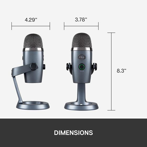 Blue Yeti Nano Premium USB Microphone for PC， Mac， Gaming， Recording， Streaming， Podcasting， Condenser Mic with Blue VO!CE Effects， Cardioid and Omni， No-Latency Monitoring - Shadow Grey