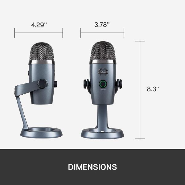 Blue Yeti Nano Premium USB Microphone for PC， Mac， Gaming， Recording， Streaming， Podcasting， Condenser Mic with Blue VO!CE Effects， Cardioid and Omni， No-Latency Monitoring - Shadow Grey