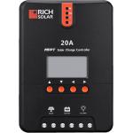 RICH SOLAR 20 Amp 12V/24V DC Input MPPT Solar Charge Controller with LCD Display Solar Panel Regulator for Gel Sealed Flooded and Lithium Battery Negative Ground