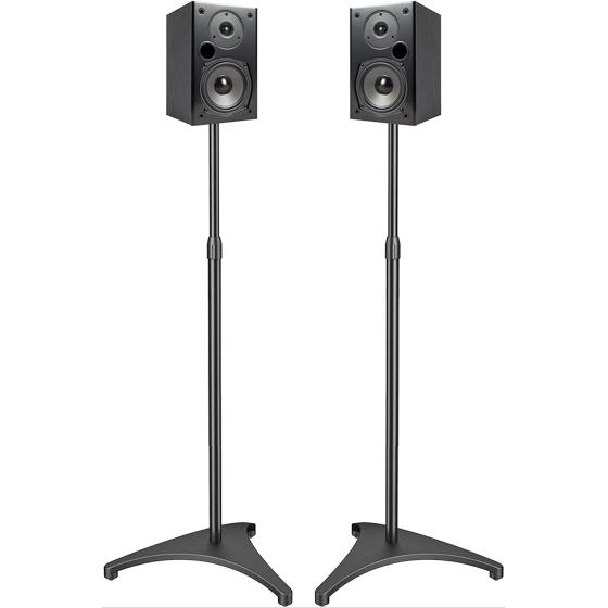 PERLESMITH Speaker Stands Height Adjustable 19.29-44.29 Inch with Cable Management， Hold Satellite Speakers and Small Bookshelf Speakers up to 9lbs -1 Pair