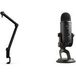Blue Microphones Compass Premium Tube-Style Microphone Broadcast Boom Arm With Internal Springs， Desktop Clamp and Built-in Cable Management For Recording， Gaming， Streaming， Podcasting - Black
