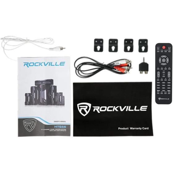 Rockville HTS56 1000w 5.1 Channel Home Theater System/Bluetooth/USB+8" Subwoofer， Black