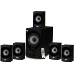 Acoustic Audio AA5172 700W Bluetooth Home Theater 5.1 Speaker System with FM Tuner， USB， SD Card， Remote Control， Powered Sub (6 Speakers， 5.1 Channels， Black with Gray)