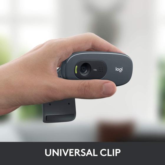 Logitech C270 HD Webcam， 720p/30fps， Widescreen HD Video Calling， HD Light Correction， Noise-Reducing Mic， for Skype， FaceTime， Hangouts， WebEx， PC/Mac/Laptop/MacBook/Tablet - Black